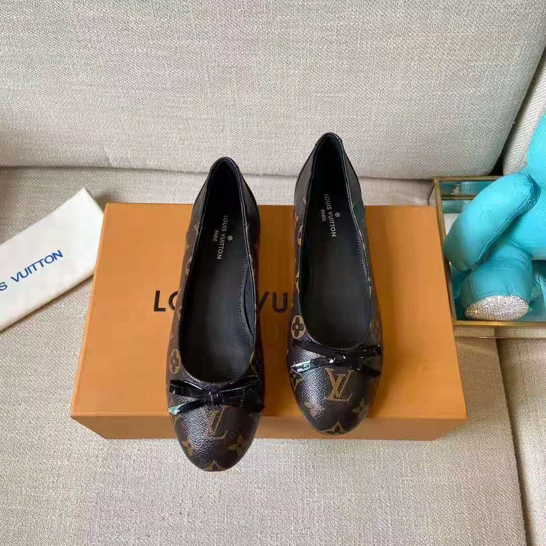 Louis Vuitton LV Women Joy Ballerina Black Patent Monogram Canvas Lambskin