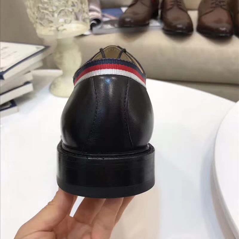 Gucci Men Leather Lace-up Shoes Black