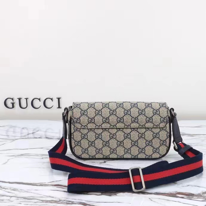 Gucci Unisex Ophidia Mini Bag Beige Blue GG Supreme Canvas Double G