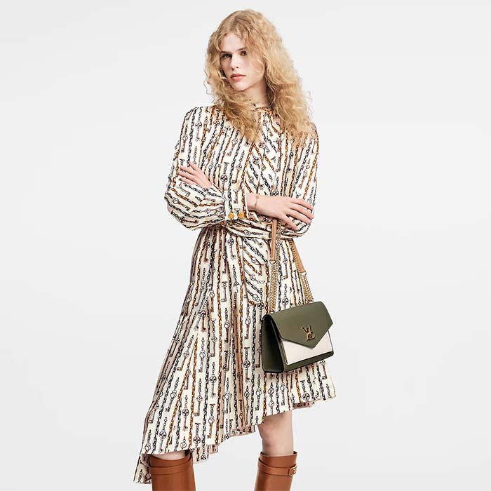 Louis Vuitton LV Women Mylockme Chain Bag Light Khaki Green Grained Calf Leather