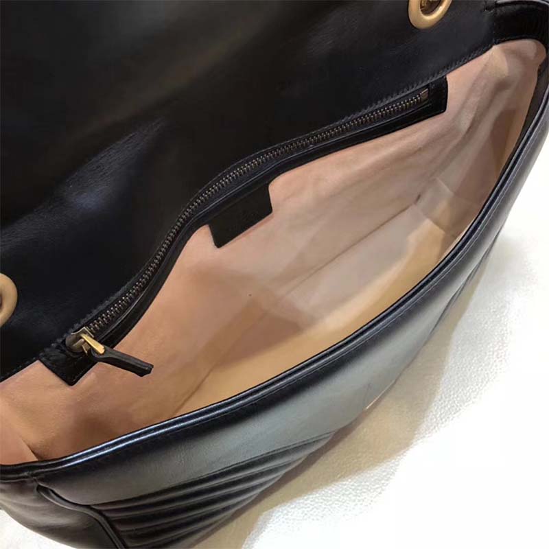 Gucci Women GG Marmont Large Shoulder Bag-Black