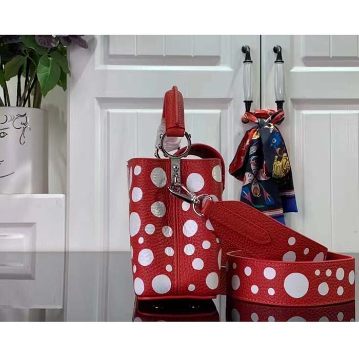 Louis Vuitton Women LV x YK Capucines Mini Red Taurillon Bull Calf Leather Infinity Dots Print
