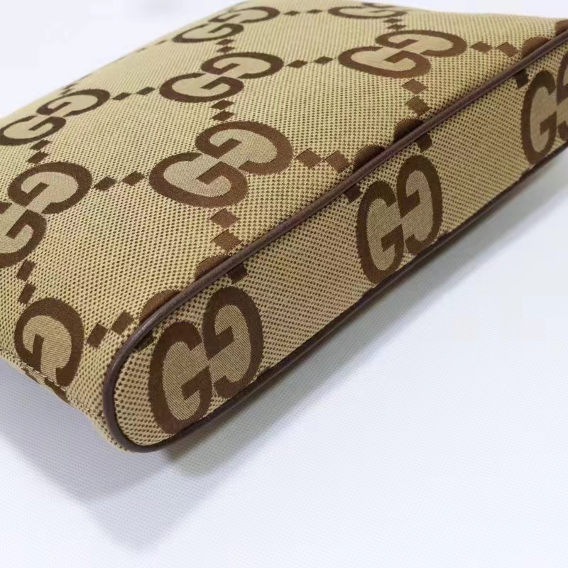 Gucci Unisex Jumbo GG Messenger Bag Camel Ebony Jumbo Canvas