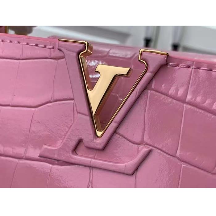 Louis Vuitton LV Women Capucines Mini Handbag Pink Crocodilien Brillant Savoir Faire