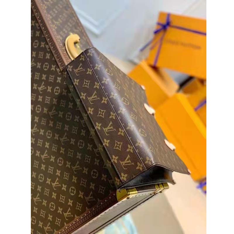 Louis Vuitton Unisex Sac Plat MM Handbag Monogram Coated Canvas Textile Lining