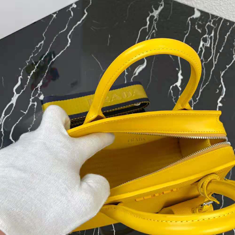 Prada Women Saffiano Leather Prada Monochrome Bag-Yellow