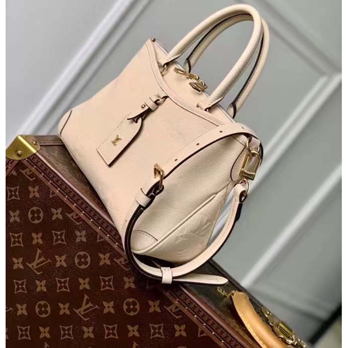 Louis Vuitton LV Women Trianon PM Bag Cream Embossed Grained Cowhide Leather