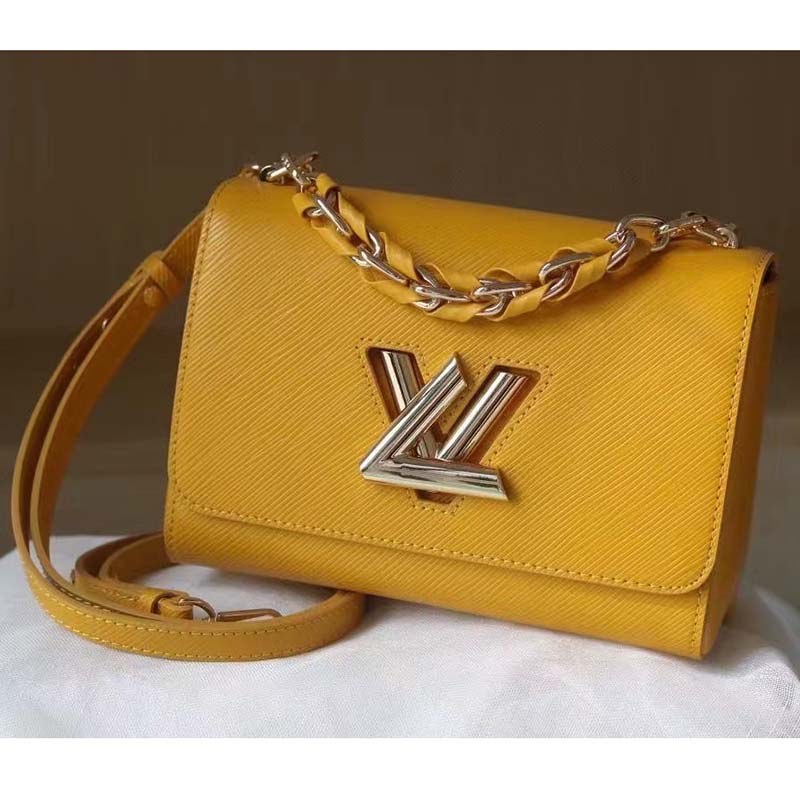 Louis Vuitton LV Women Twist MM Handbag Sunflower Yellow Epi Grained Cowhide Leather
