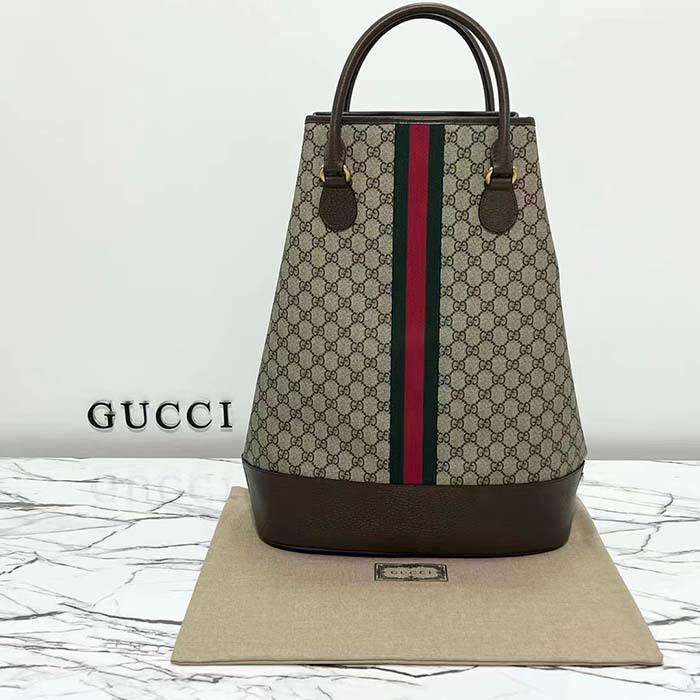 Gucci Unisex GG Savoy Duffle Bag Beige Ebony GG Supreme Canvas