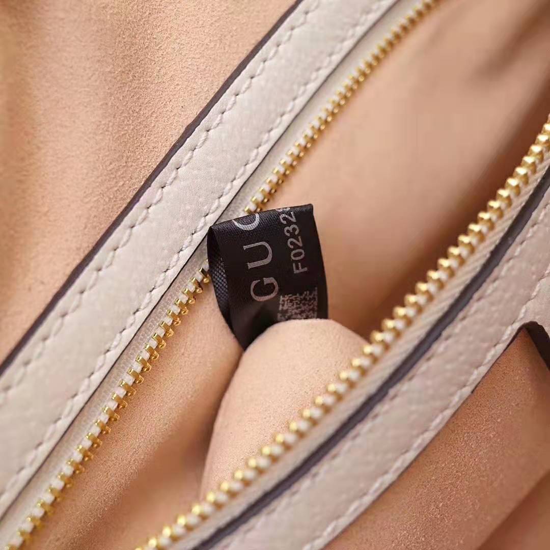 Gucci GG Women Ophidia Medium Top Handle Bag in White Leather