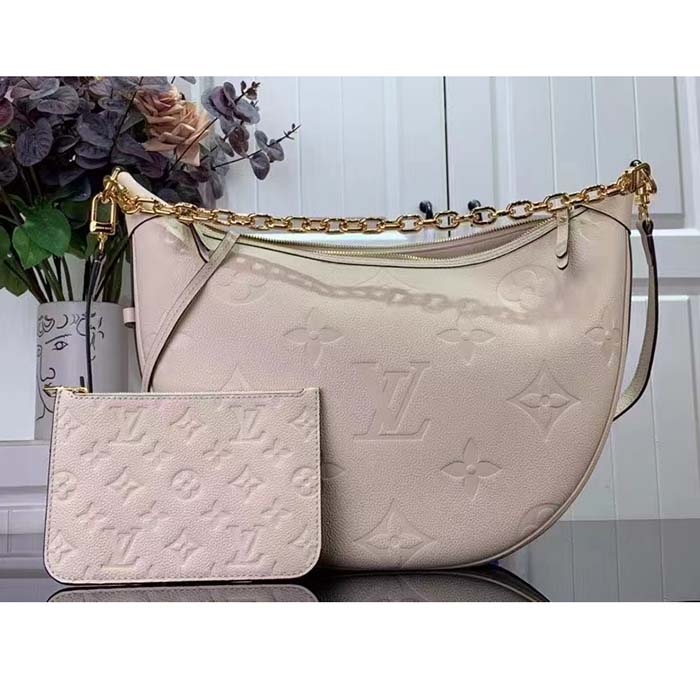 Louis Vuitton LV Women Loop Hobo Cream Monogram Empreinte Embossed Grained Cowhide Leather