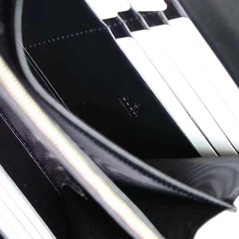 Gucci Women GG Marmont Matelassé Mini Bag Black Chevron Leather Double G