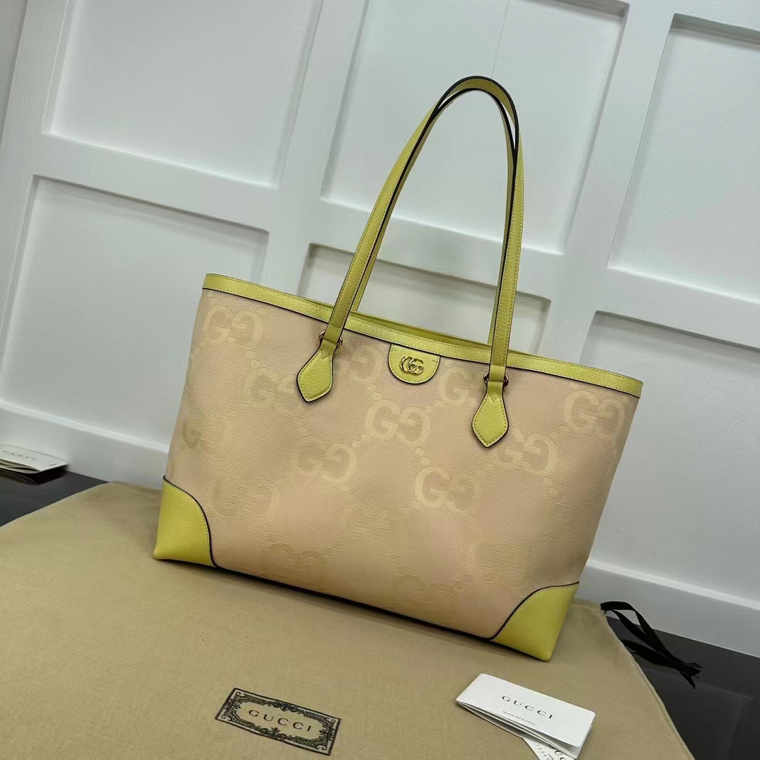 Gucci Unisex Ophidia Jumbo GG Medium Tote Beige Banana Double G