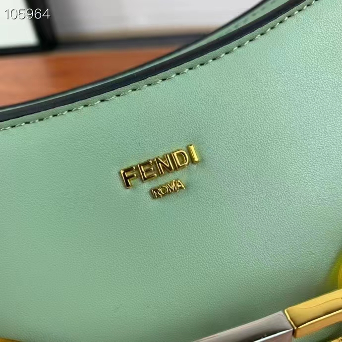 Fendi Women FF O’Lock Swing Mint Green Leather Pouch