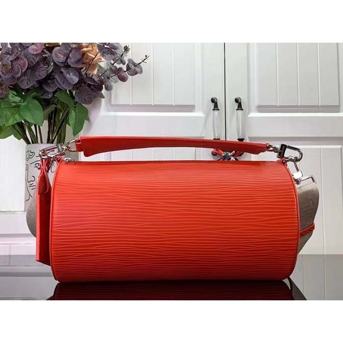 Louis Vuitton LV Unisex Soft Polochon MM Vermillion Red Epi XL Grained Cowhide Leather