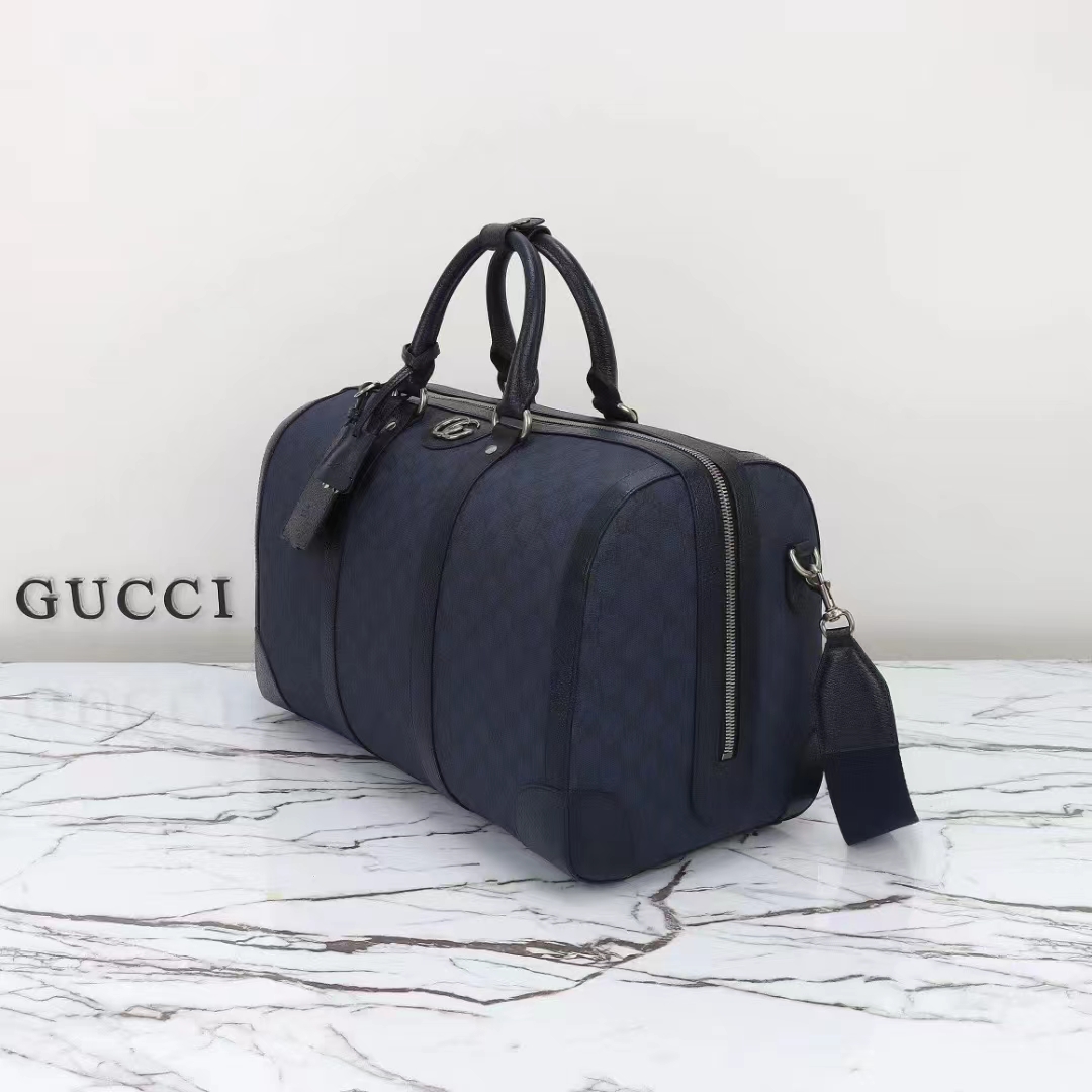 Gucci Unisex GG Savoy Small Duffle Bag Blue Black GG Supreme Canvas