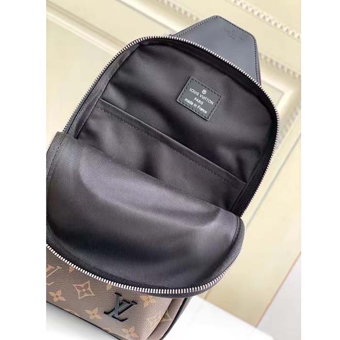 Louis Vuitton LV Unisex Avenue Sling Bag Brown Monogram Macassar Coated Canvas Cowhide