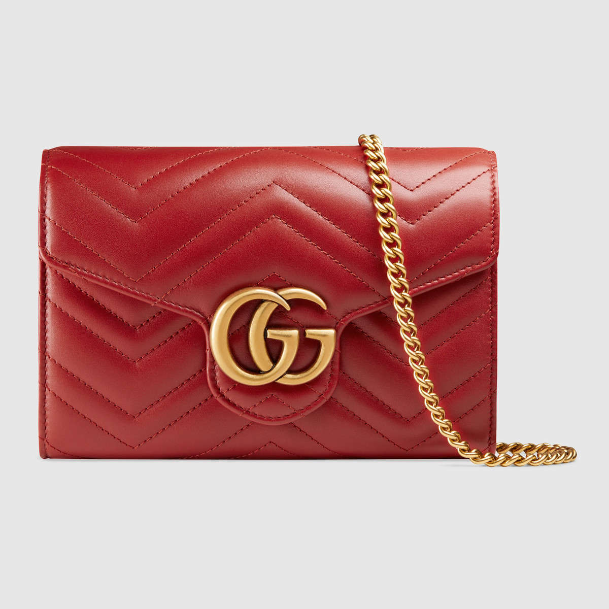 Gucci GG Marmont Mini Chain Bag in Matelassé Chevron Leather