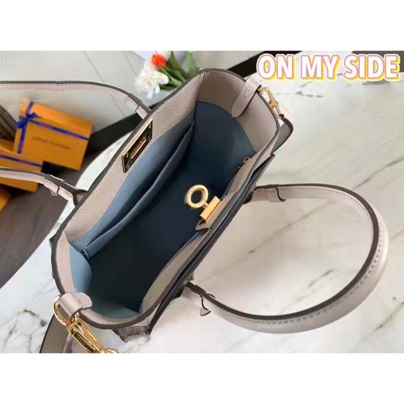 Louis Vuitton LV Women On My Side PM Handbag Greige Monogram Coated Canvas Calf