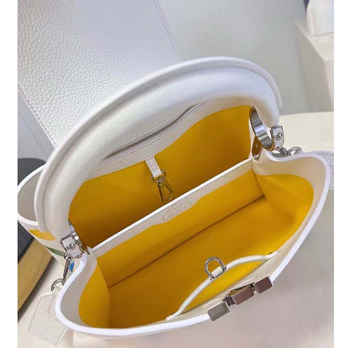 Louis Vuitton Women LV x YK Capucines BB White Taurillon Bull Calf Leather 3D Painted Dots