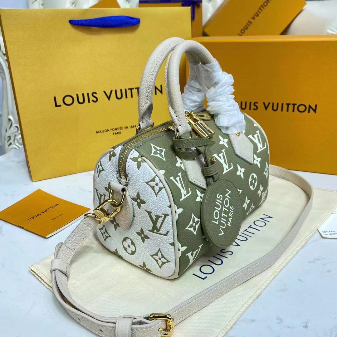 Louis Vuitton Women Speedy Bandouliere 20 Bag Printed Embossed Grained Cowhide Leather