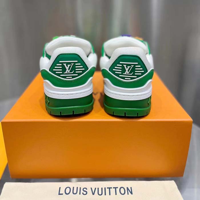 Louis Vuitton Unisex LV Trainer Maxi Sneaker Green Mix of Materials Rubber