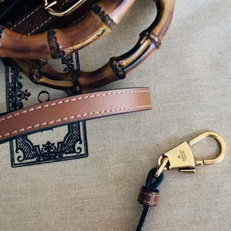 Gucci Women GG Diana Small Tote Bag Double G Brown Leather