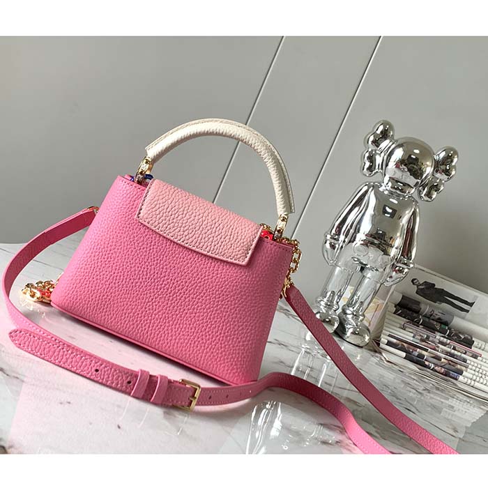 Louis Vuitton LV Women Capucines Mini Handbag Rose Chamallow Pink Taurillon Leather