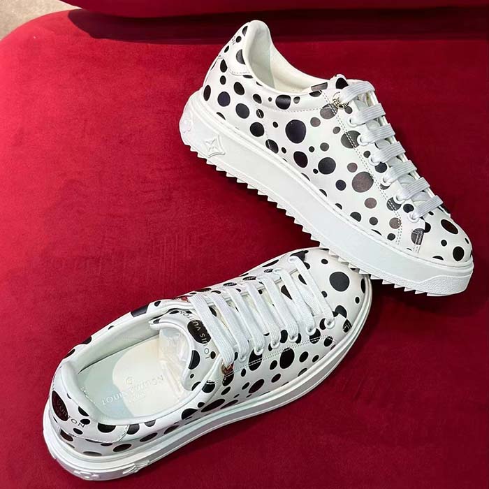 Louis Vuitton Women LV x YK Time Out Sneaker White Printed Calf Leather Monogram Flowers