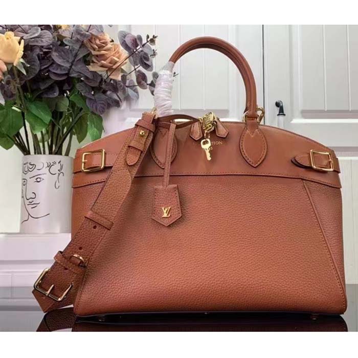 Louis Vuitton LV Women Lock It MM Gold Taurillon Leather Smooth Calfskin Calf Leather