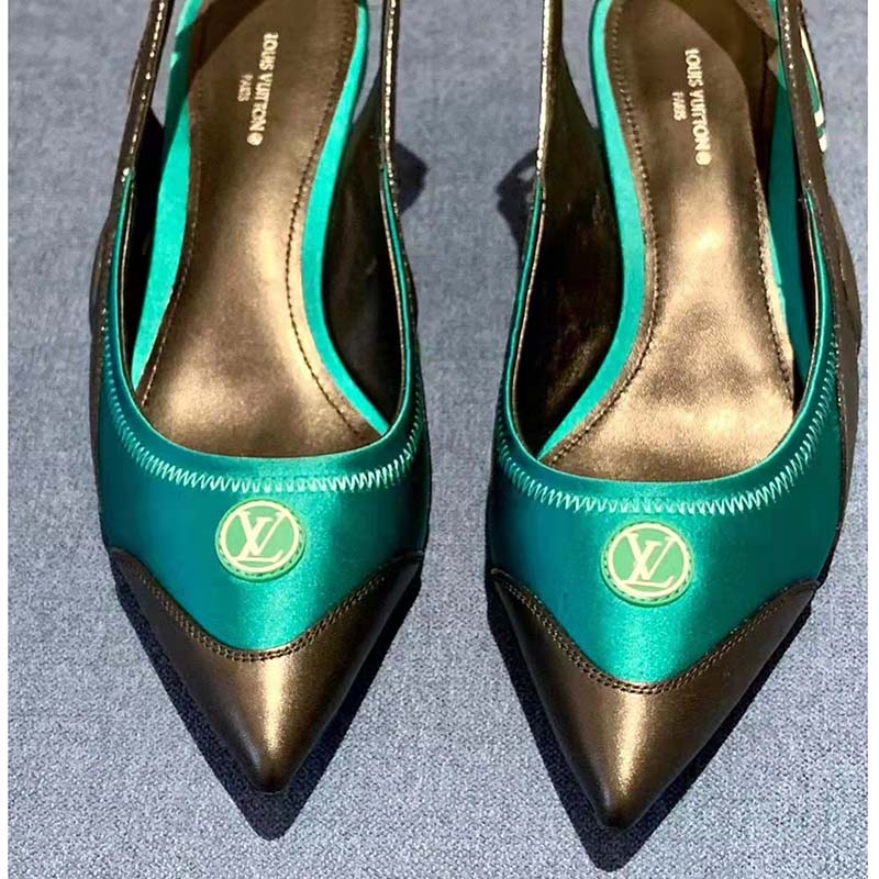 Louis Vuitton Women Archlight Slingback Pump Green Technical Satin Calf Leather