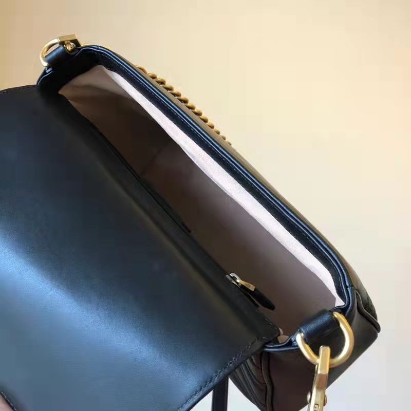 Gucci GG Women GG Marmont Small Top Handle Bag Black Double G