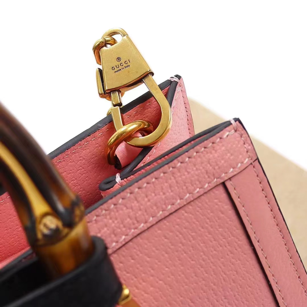 Gucci Women GG Diana Small Shoulder Bag Pink Leather Double G