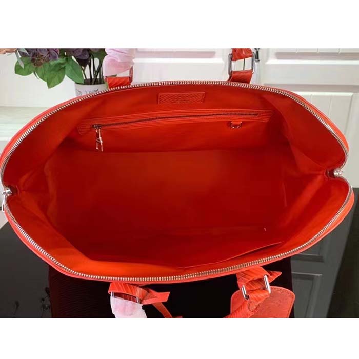 Louis Vuitton LV Unisex Alma Travel GM Vermillon Red Epi XL Grained Leather Handle Clip