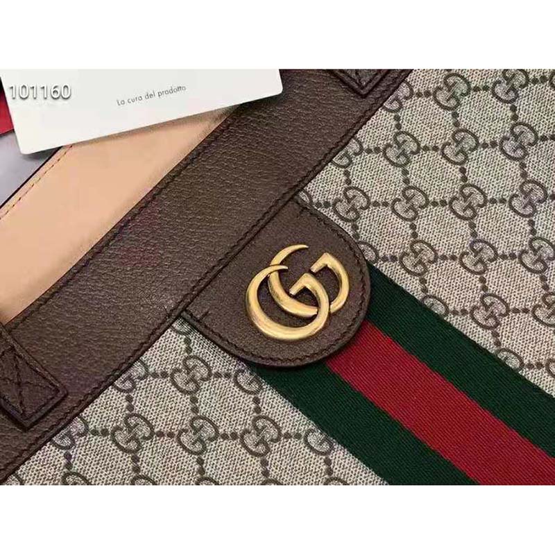 Gucci Unisex Ophidia Soft GG Supreme Medium Tote Beige/Ebony Supreme Canvas