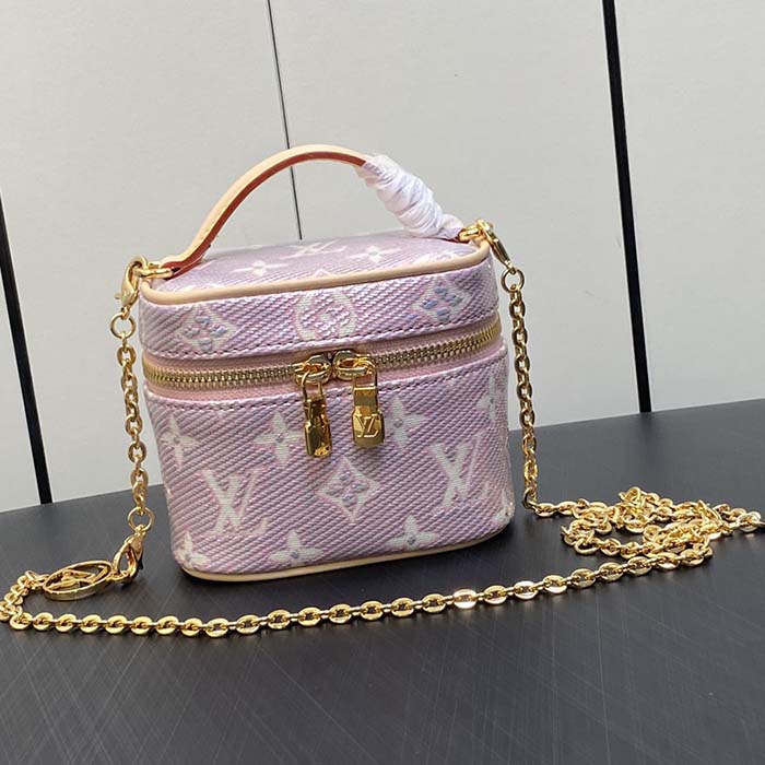 Louis Vuitton LV Women Micro Vanity Pink Monogram Coated Canvas Natural Cowhide-Leather