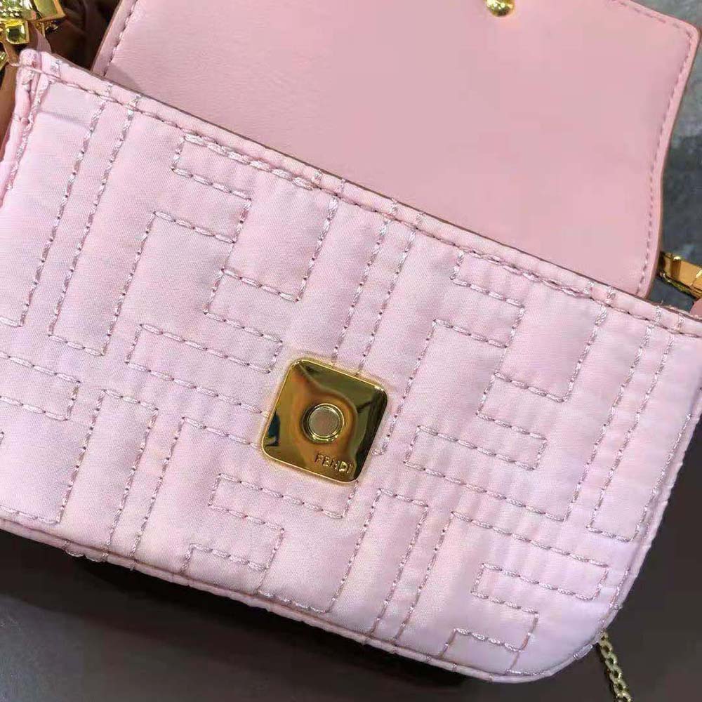 Fendi Women Nano Baguette Charm Lilac Nylon