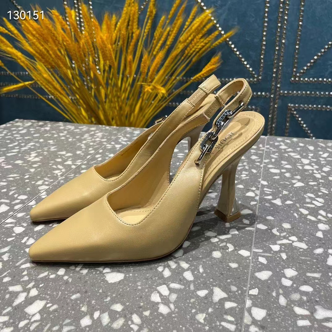 Louis Vuitton LV Women Sparkle Slingback Pump Gold Metallic Calf Leather 9.5 Cm Heel