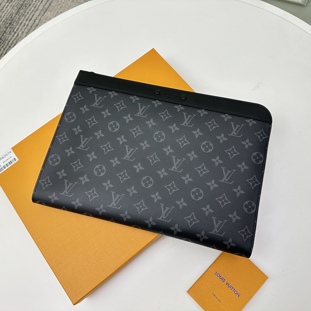 Louis Vuitton LV Unisex Pochette Jour Monogram Eclipse Coated Canvas Cowhide Leather