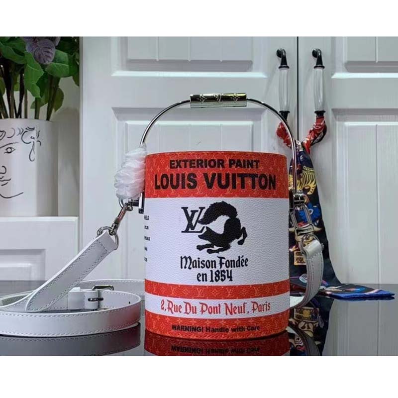 Louis Vuitton LV Unisex Paint Can Orange Coated Canvas Cowhide Leather