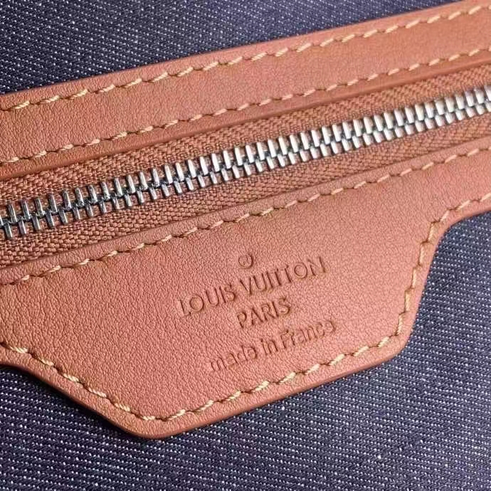 Louis Vuitton LV Unisex Keepall Bandoulière 50 Travel Bag Denim Blue Cowhide Leather