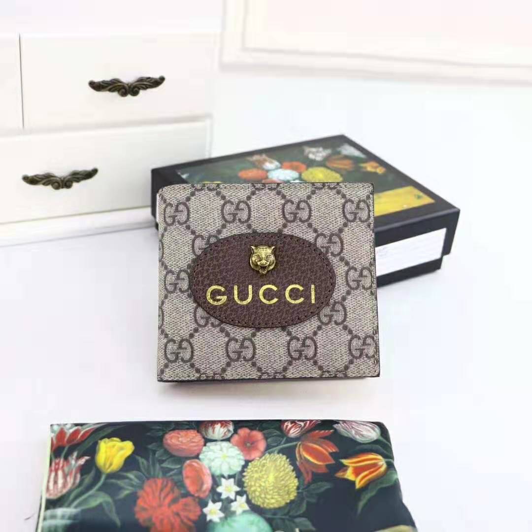 Gucci GG Unisex Neo Vintage GG Supreme Wallet in Beige/Ebony GG Supreme Canvas