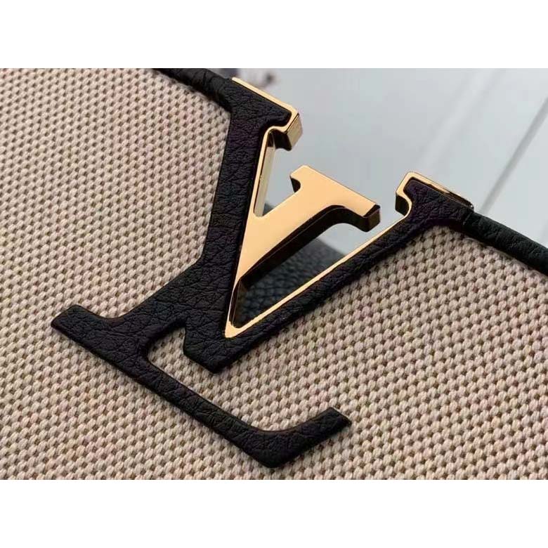 Louis Vuitton LV Women Capucines MM Handbag Black Taurillon Leather Canvas