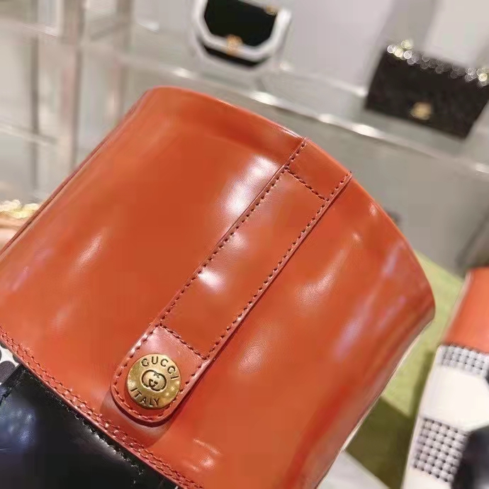 Gucci Women Knee-High Optical Print Boot Black Brown Leather Interlocking G