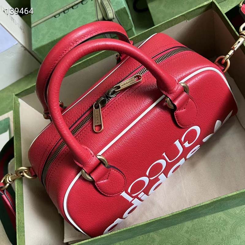 Gucci Unisex Adidas x Gucci Mini Duffle Bag Red Leather Interlocking G