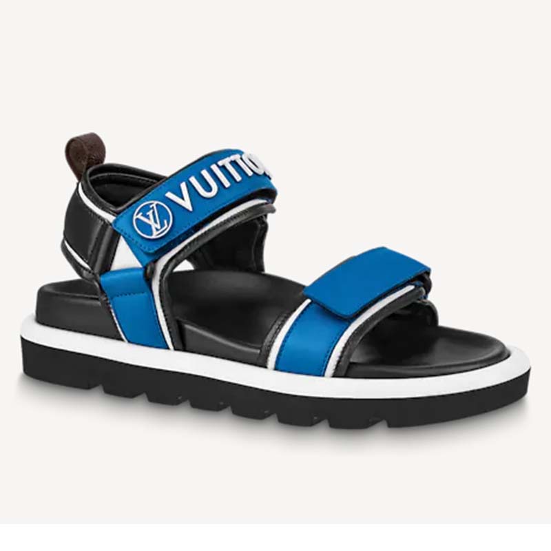 Louis Vuitton Unisex Pool Pillow Flat Comfort Sandal Blue Calf Leather