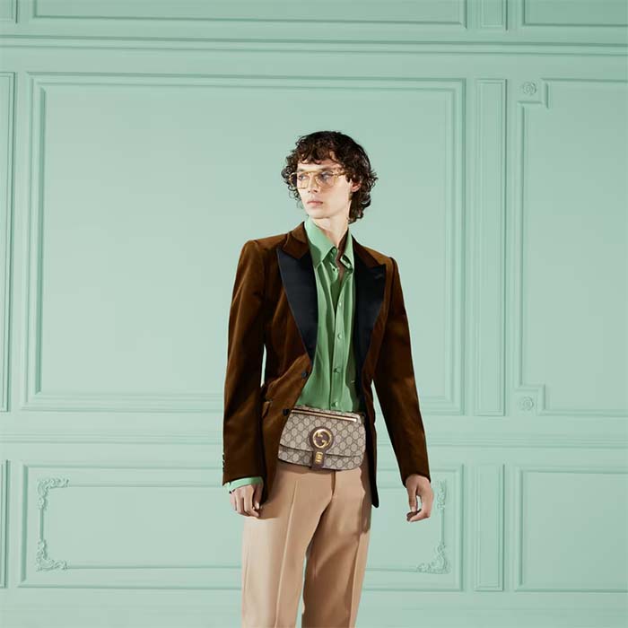 Gucci Unisex Blondie Belt Bag Beige Ebony GG Supreme Canvas Interlocking G