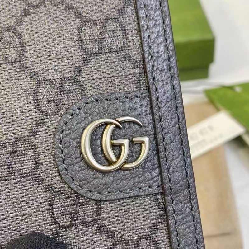 Gucci Unisex GG Ophidia Card Case Grey Black Supreme Canvas Double G