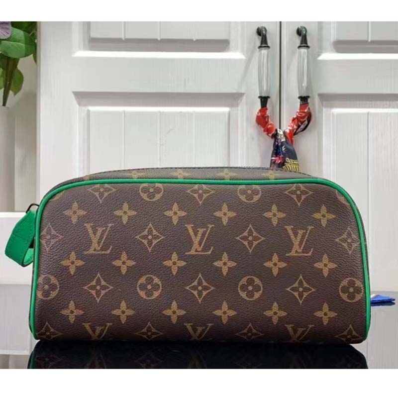 Louis Vuitton LV Unisex Dopp Kit Toilet Pouch Monogram Macassar Coated Canvas