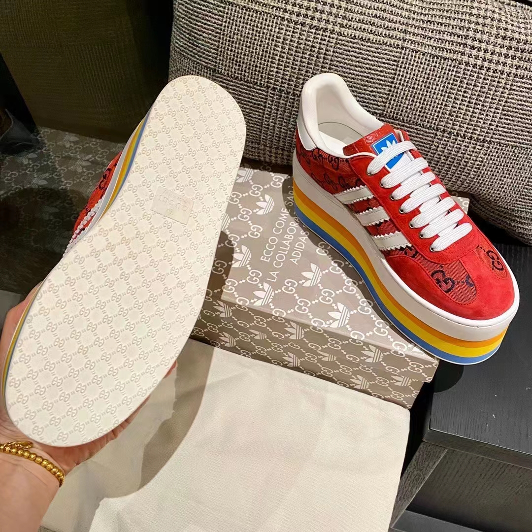Gucci Women Adidas x Gucci GG Gazelle Sneaker Red Velvet Details Demetra